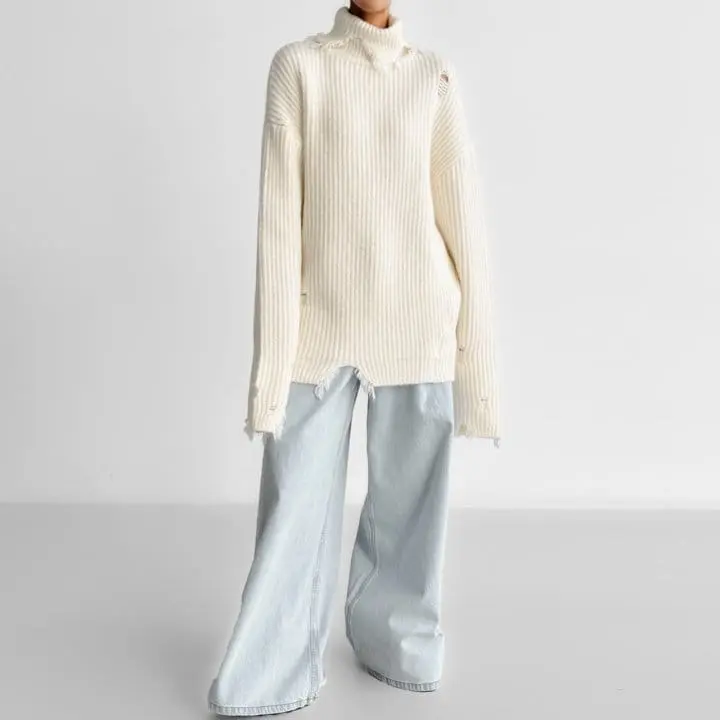 Paper Moon - Korean Women Fashion - #womensfashion - iced blue wide leg flared denim jeans - 3