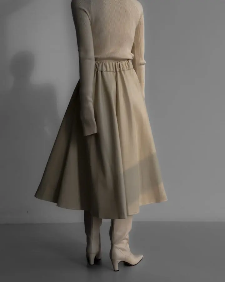 Paper Moon - Korean Women Fashion - #womensfashion - vegan leather A - line flared midi skirt - 2