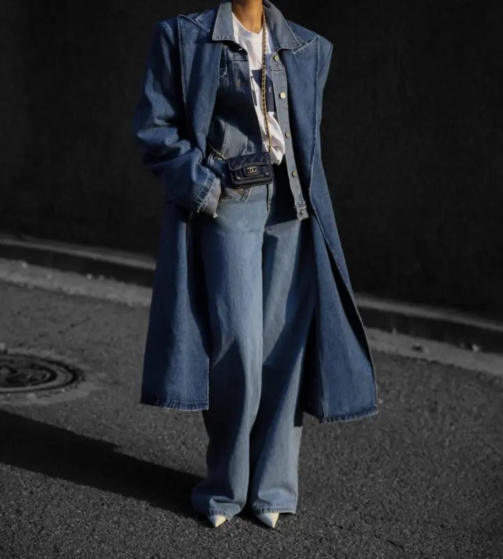 Paper Moon - Korean Women Fashion - #womensfashion - LUX peaked lapel detail oversized washed denim coat - 2