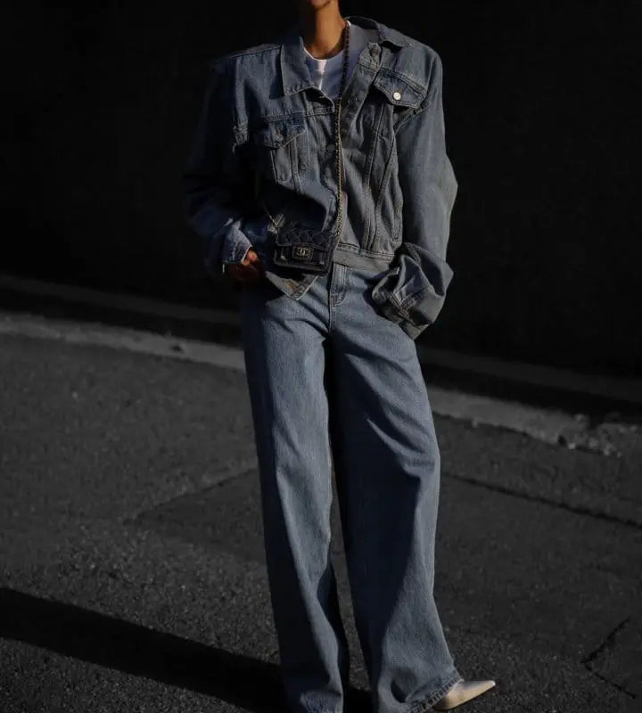 Paper Moon - Korean Women Fashion - #womensfashion - maxi padded shoulder oversized denim jacket - 3