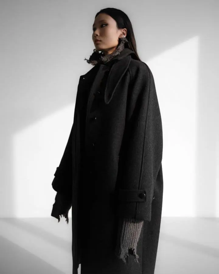 Paper Moon - Korean Women Fashion - #womensfashion - wool oversized high neck collar balmacaan coat - 6