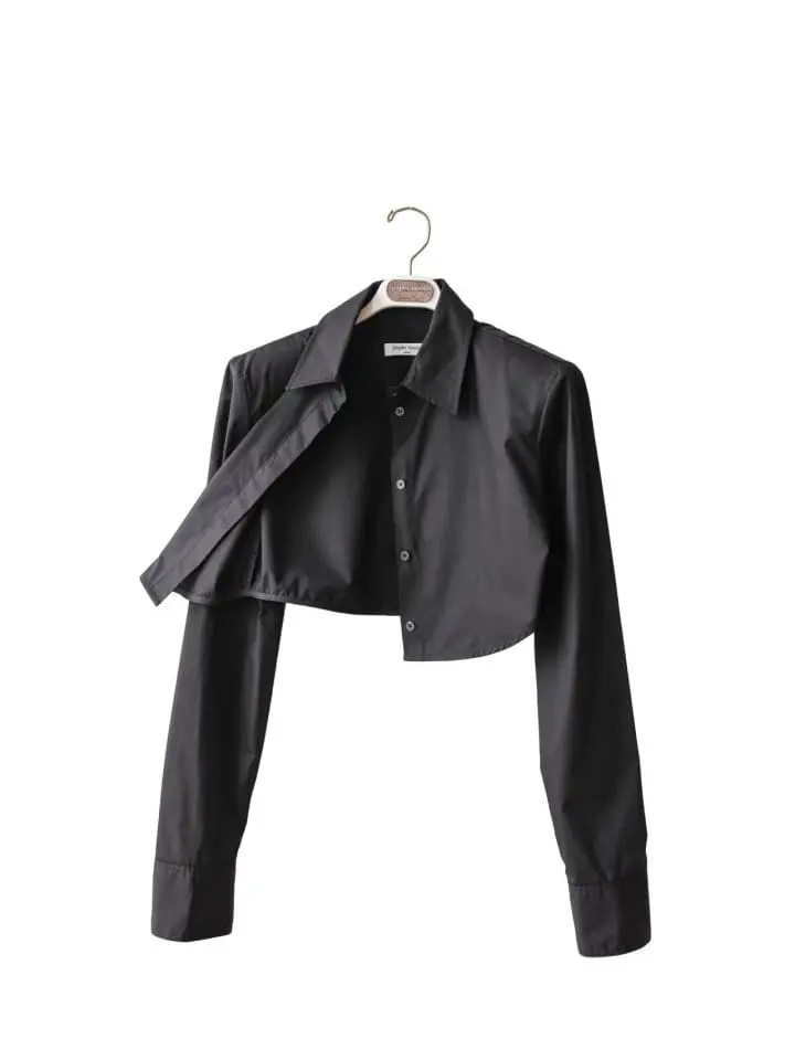 Paper Moon - Korean Women Fashion - #momslook - LUX shoulder pad cropped button down shirt - 4