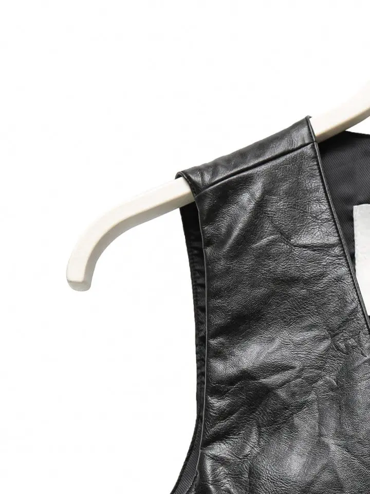Paper Moon - Korean Women Fashion - #womensfashion - vegan washed leather button down vest - 8