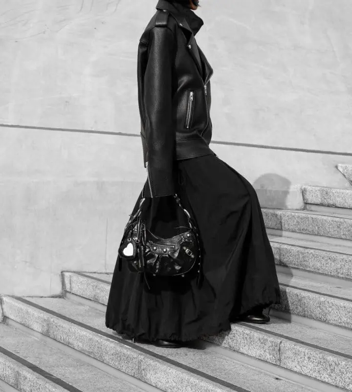 Paper Moon - Korean Women Fashion - #womensfashion - oversized chunky zipped vegan leather biker jacket