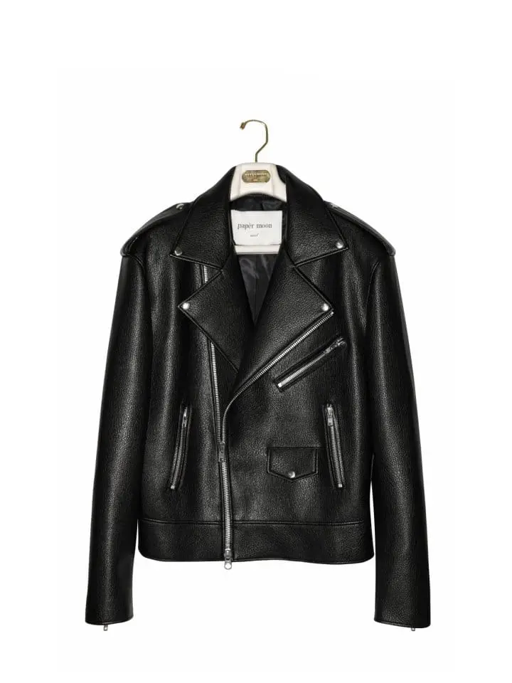 Paper Moon - Korean Women Fashion - #womensfashion - oversized chunky zipped vegan leather biker jacket - 5