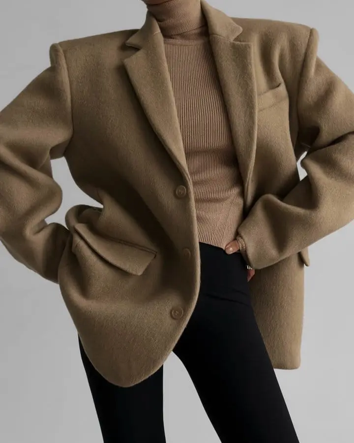 Paper Moon - Korean Women Fashion - #womensfashion - LUX camel blend wool oversized single blazer