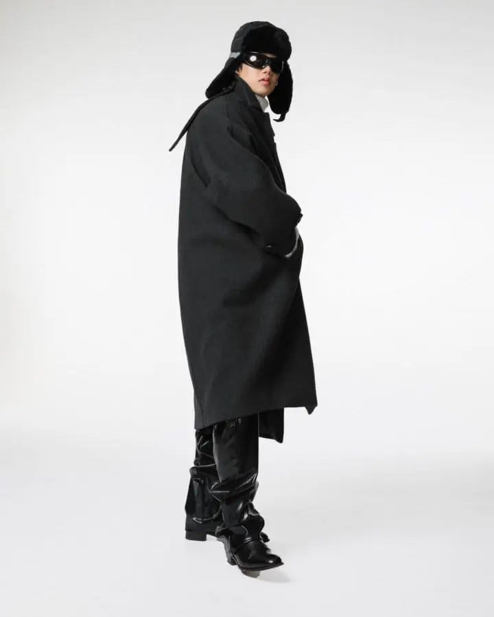Paper Moon - Korean Women Fashion - #womensfashion - wool oversized high neck collar balmacaan coat - 6