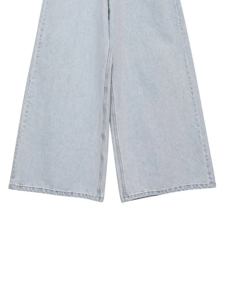 Paper Moon - Korean Women Fashion - #womensfashion - iced blue wide leg flared denim jeans - 11