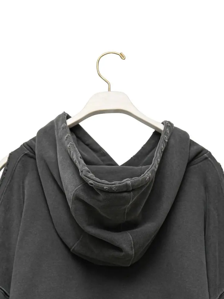 Paper Moon - Korean Women Fashion - #womensfashion - oversized pigment cutted detail hoodie - 11