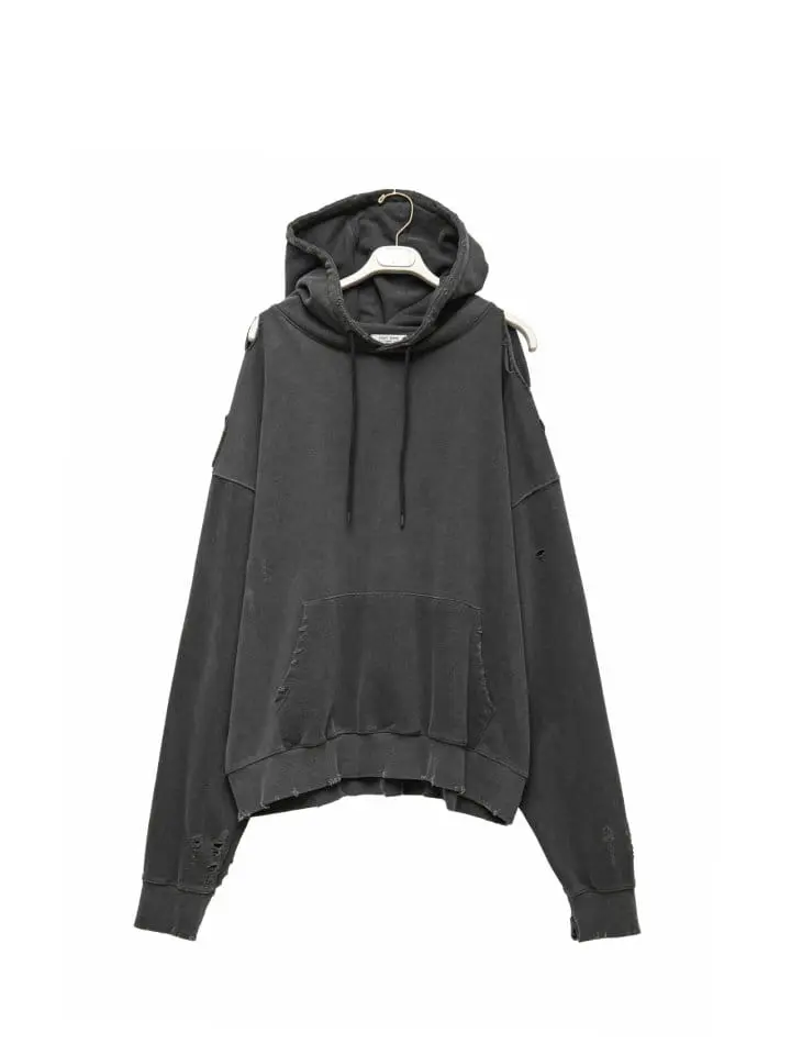 Paper Moon - Korean Women Fashion - #womensfashion - oversized pigment cutted detail hoodie - 3