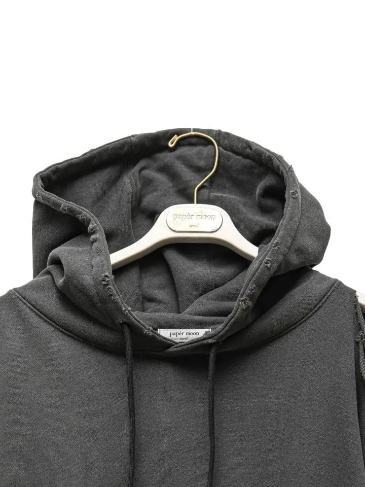 Paper Moon - Korean Women Fashion - #womensfashion - oversized pigment cutted detail hoodie - 5