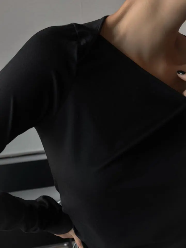 Paper Moon - Korean Women Fashion - #momslook - boatneck detail long sleeved t ~ shirt - 4