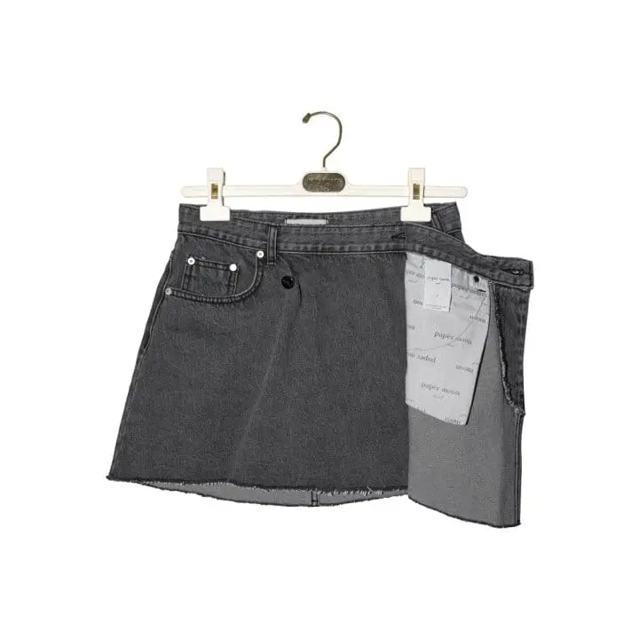 Paper Moon - Korean Women Fashion - #womensfashion - unbalanced wrap detail denim mini skirt - 2