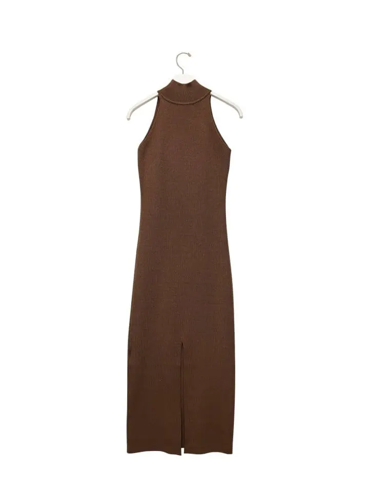 Paper Moon - Korean Women Fashion - #momslook - half high neck sleeveless knit dress - 4