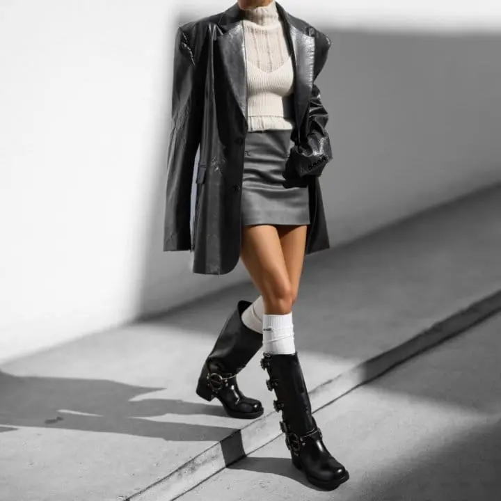 Paper Moon - Korean Women Fashion - #womensfashion - vegan washed leather oversized blazer