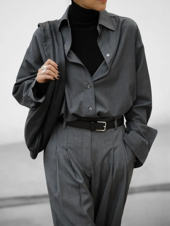 Paper Moon - Korean Women Fashion - #womensfashion - oversized wool blend button down shirt - 2