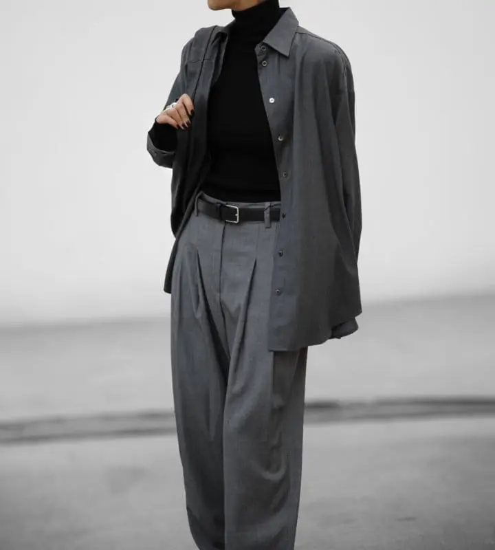 Paper Moon - Korean Women Fashion - #momslook - oversized wool blend button down shirt - 4