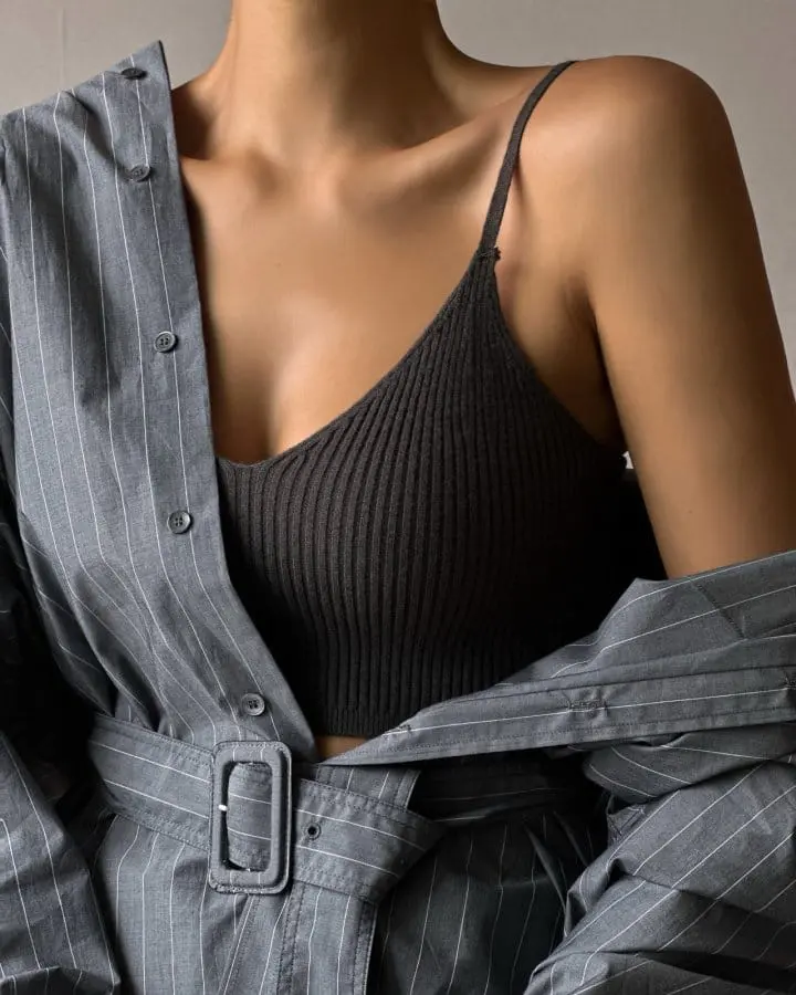 Paper Moon - Korean Women Fashion - #womensfashion - wool ribbed knit cropped bustier top - 6