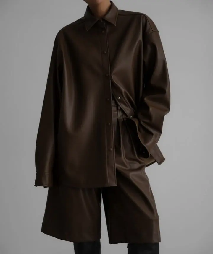 Paper Moon - Korean Women Fashion - #womensfashion - Classic Oversized Vegan Button Jacket - 2