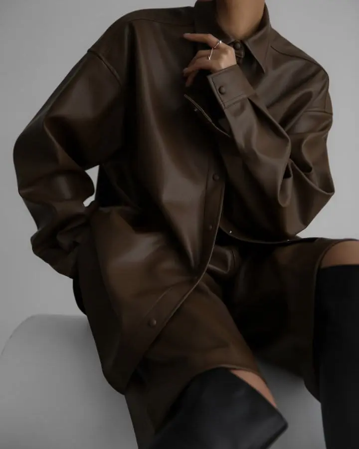 Paper Moon - Korean Women Fashion - #momslook - Classic Oversized Vegan Button Jacket - 4