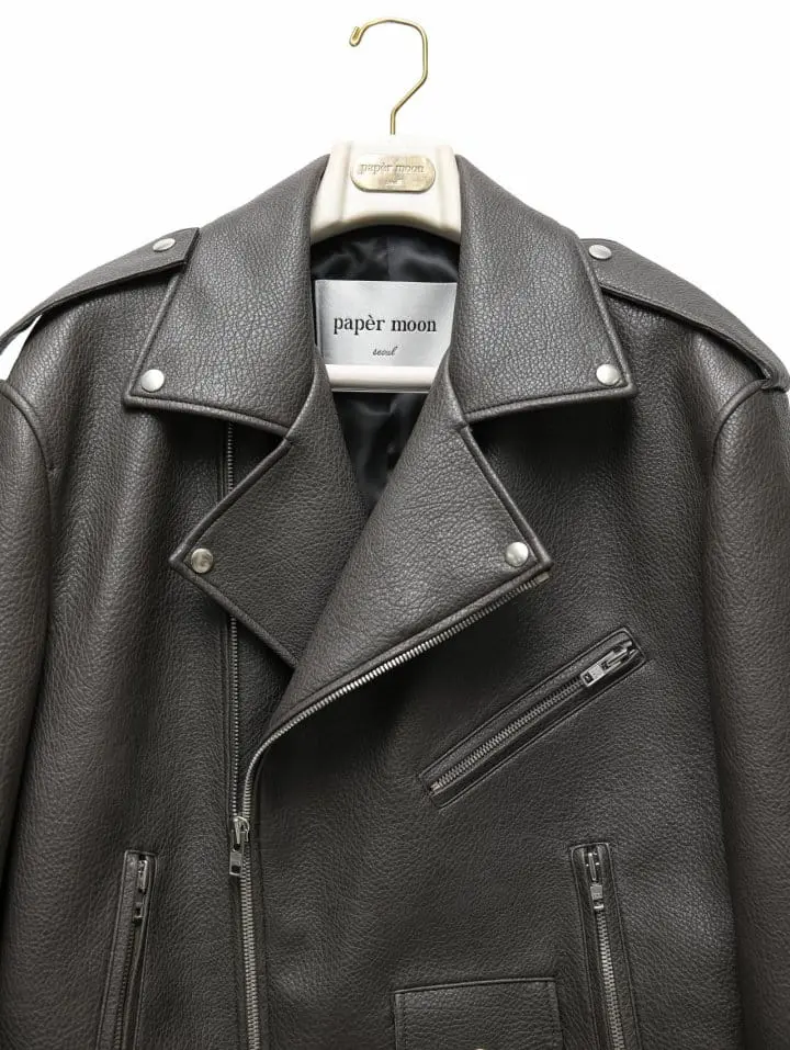 Paper Moon - Korean Women Fashion - #womensfashion - Chunky Zipped Vegan L Biker Jacket - 8