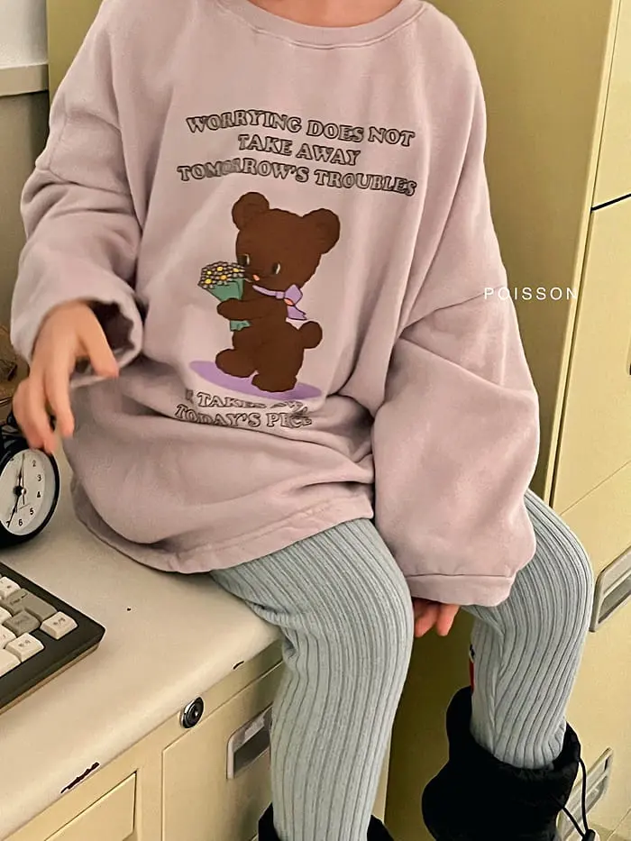 Poisson - Korean Children Fashion - #prettylittlegirls - Bear Long Tee