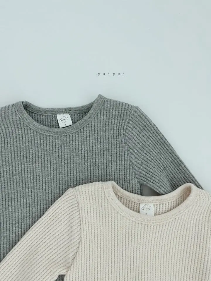 Puipui - Korean Children Fashion - #childrensboutique - Cream Fleece Waffle Tee