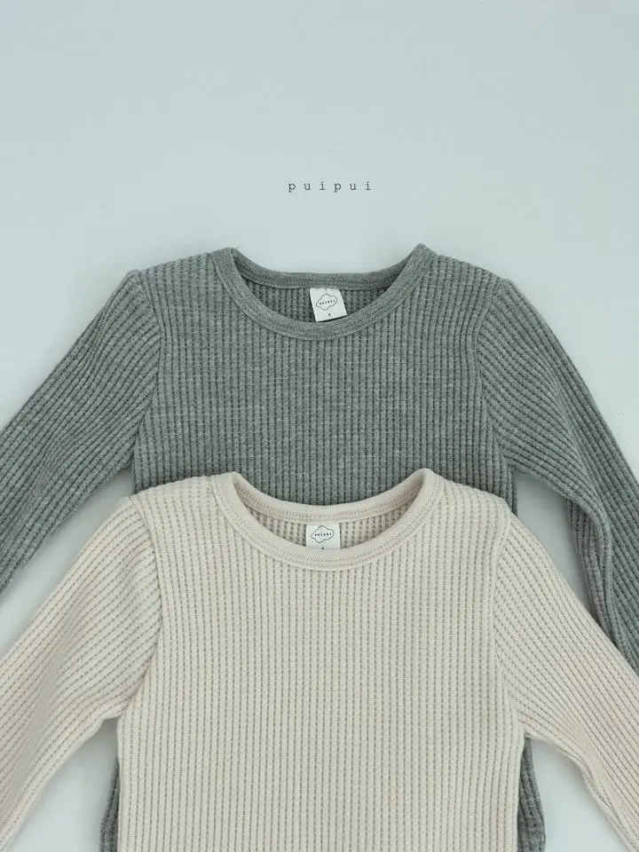 Puipui - Korean Children Fashion - #designkidswear - Cream Fleece Waffle Tee - 2