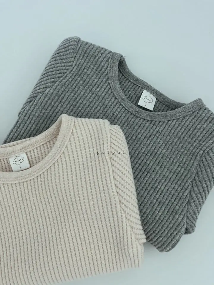Puipui - Korean Children Fashion - #discoveringself - Cream Fleece Waffle Tee - 4