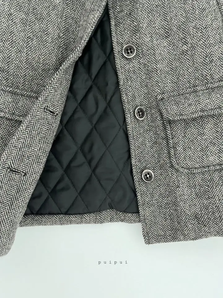 Puipui - Korean Children Fashion - #fashionkids - Wool Herringbone Coat - 2