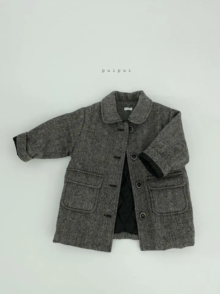 Puipui - Korean Children Fashion - #kidsshorts - Wool Herringbone Coat - 3