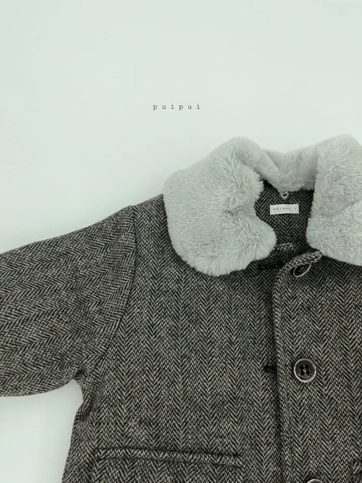 Puipui - Korean Children Fashion - #magicofchildhood - Wool Herringbone Coat - 8
