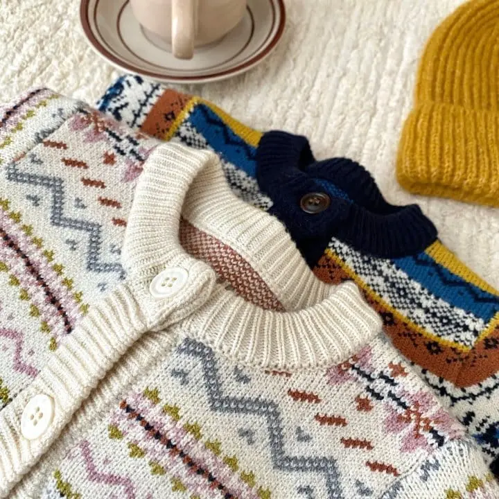 Reve Kid - Korean Baby Fashion - #babyoutfit - Bebe Pattern Cardigan - 2