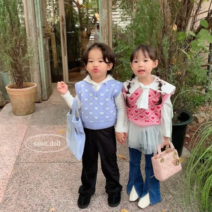 Saint Doll - Korean Children Fashion - #discoveringself - Heart Knit Vest