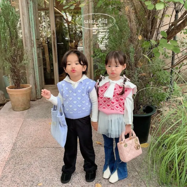 Saint Doll - Korean Children Fashion - #fashionkids - Heart Knit Vest - 2