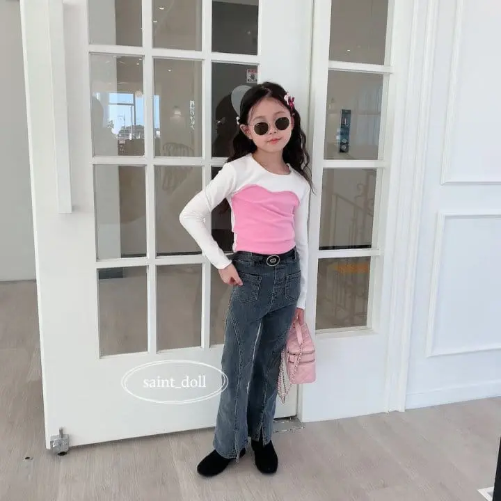 Saint Doll - Korean Children Fashion - #kidsshorts - Color Slit Tee - 10
