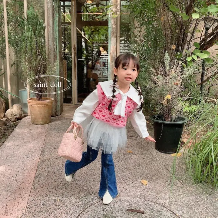 Saint Doll - Korean Children Fashion - #littlefashionista - Heart Knit Vest - 7