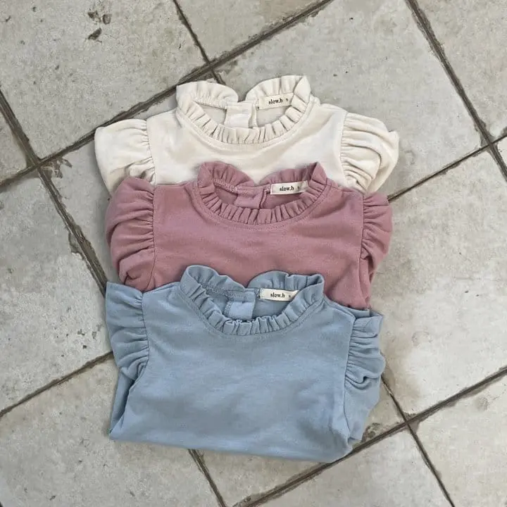 Slow B - Korean Children Fashion - #minifashionista - Fleece Frill Tee