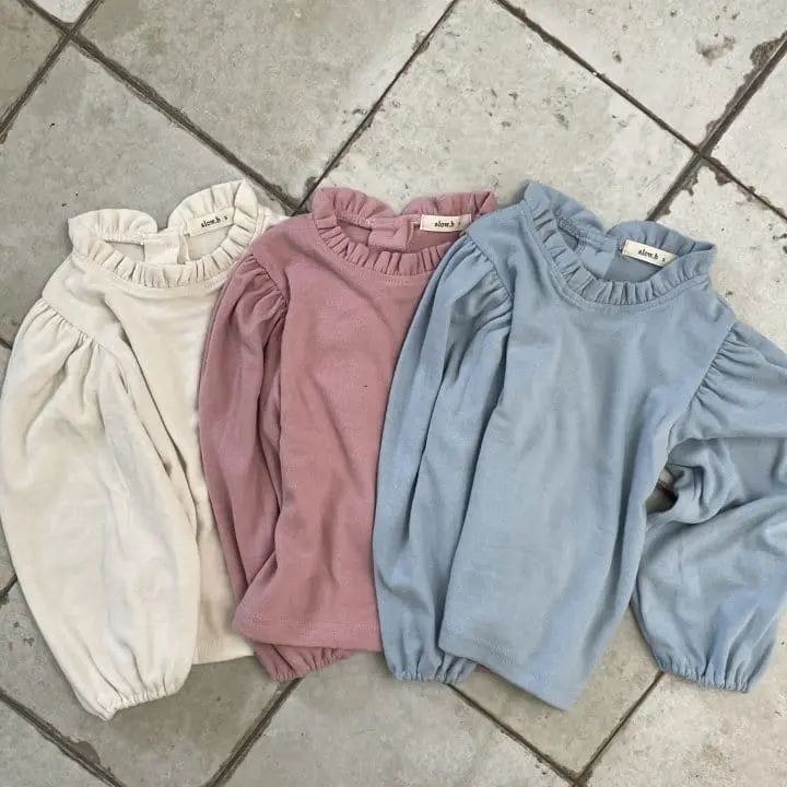 Slow B - Korean Children Fashion - #prettylittlegirls - Fleece Frill Tee - 2