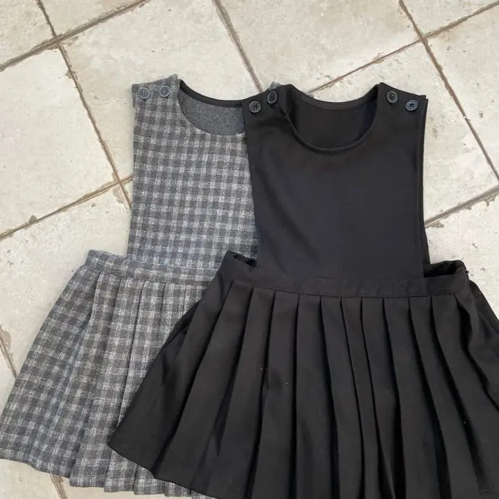 Slow B - Korean Children Fashion - #stylishchildhood - Check Wrinkle One-piece - 6