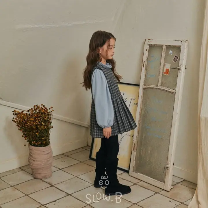 Slow B - Korean Children Fashion - #prettylittlegirls - Check Wrinkle One-piece - 4