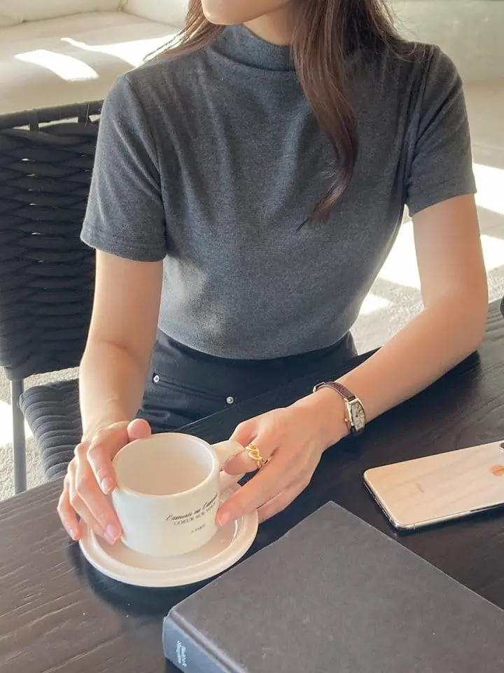 Tahiti - Korean Women Fashion - #vintagekidsstyle - Soft Half Turtleneck Tee - 3