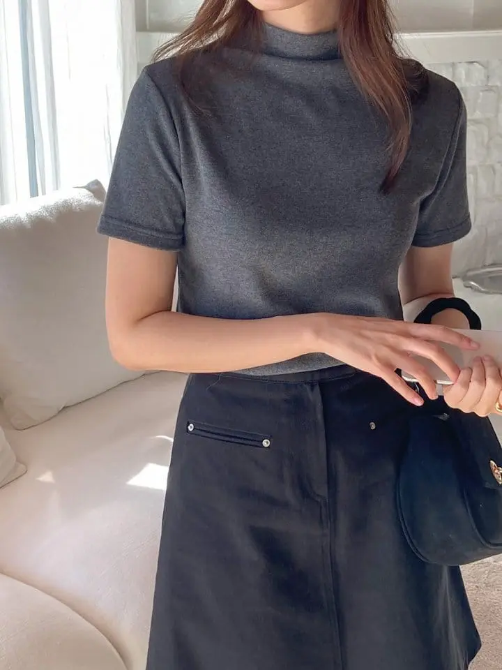 Tahiti - Korean Women Fashion - #womensfashion - Soft Half Turtleneck Tee