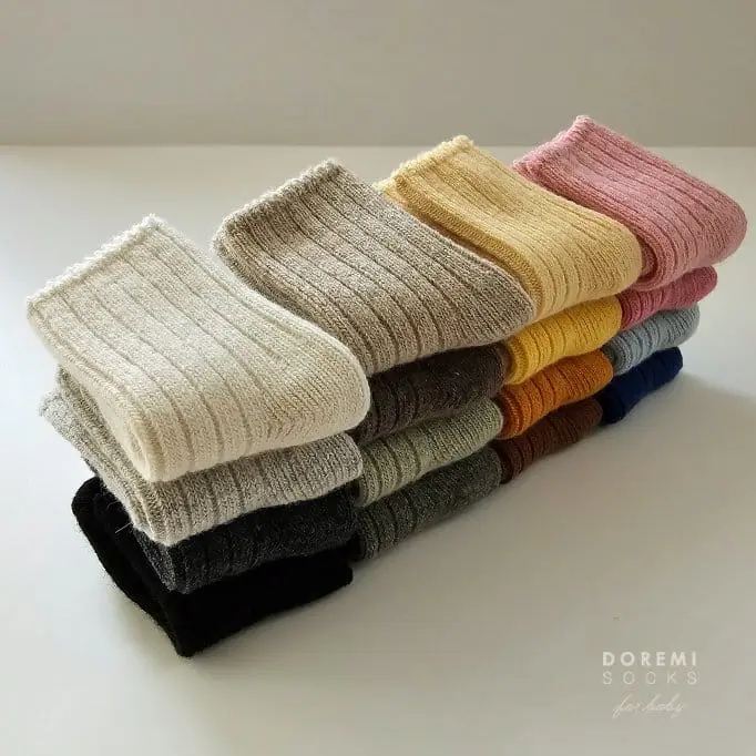 Teamand - Korean Children Fashion - #Kfashion4kids - Rib Wool Green Tea Socks Set - 6