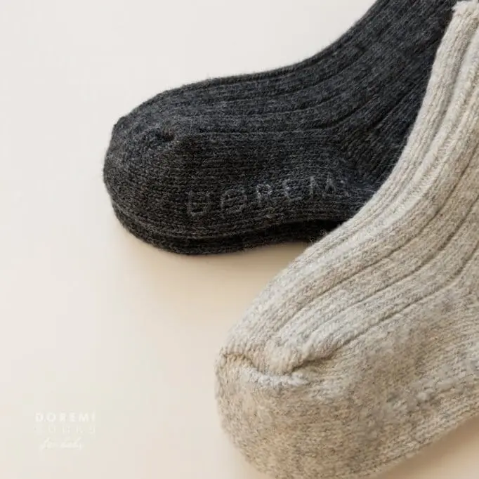 Teamand - Korean Children Fashion - #Kfashion4kids - Rib Wool Gray Socks Set - 2