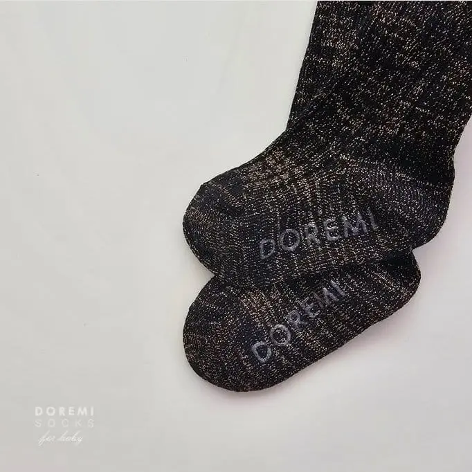 Teamand - Korean Children Fashion - #childrensboutique - Glitter TightsGold Black Socks - 3