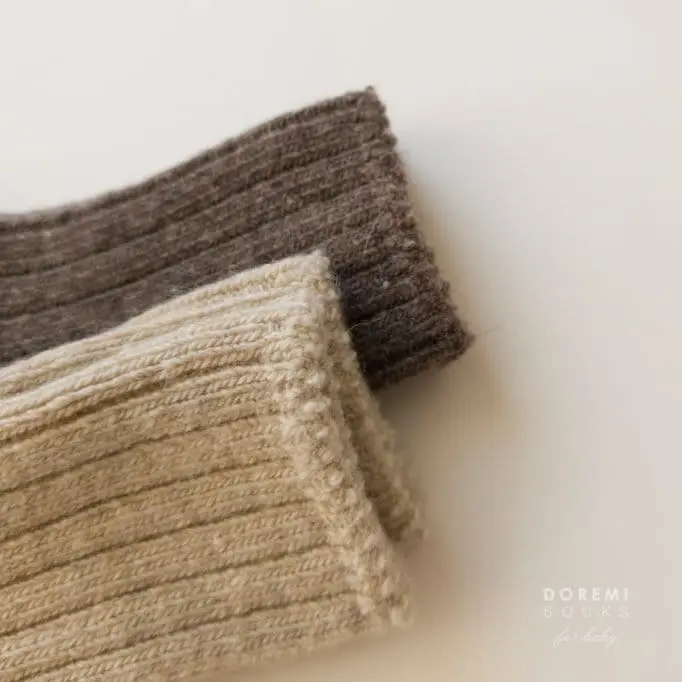 Teamand - Korean Children Fashion - #discoveringself - Rib Wool Oatmeal Socks Set - 2