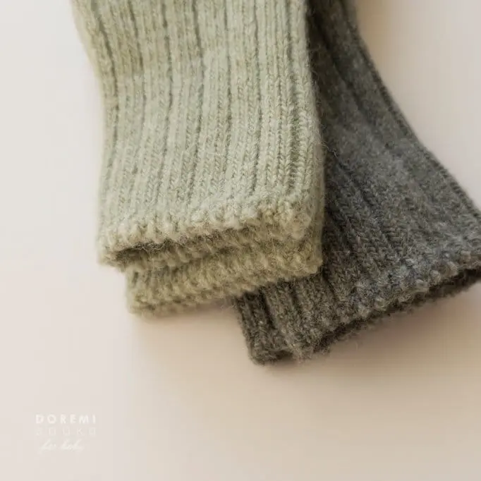 Teamand - Korean Children Fashion - #fashionkids - Rib Wool Green Tea Socks Set - 2