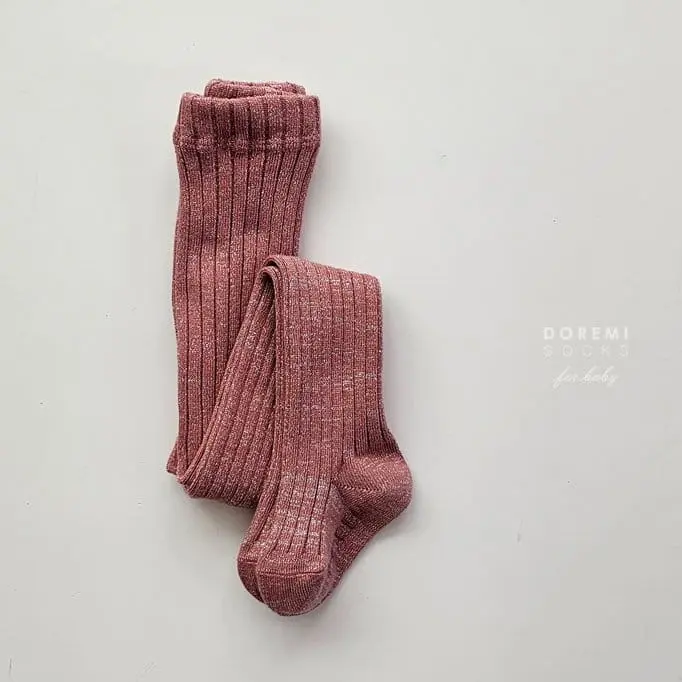 Teamand - Korean Children Fashion - #fashionkids - Glitter TightsRaspberry Socks - 4