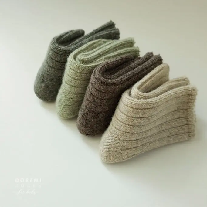 Teamand - Korean Children Fashion - #fashionkids - Rib Wool Oatmeal Socks Set - 4